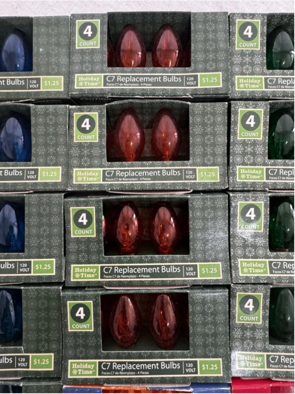 Vintage Christmas Light C7 Replacement 60 Bulb Lot Blue Amber/Orange Green Clear